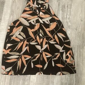 Banana Republic Womens Keyhole Halter Top Blouse MEDIUM Black Tan Peach A54